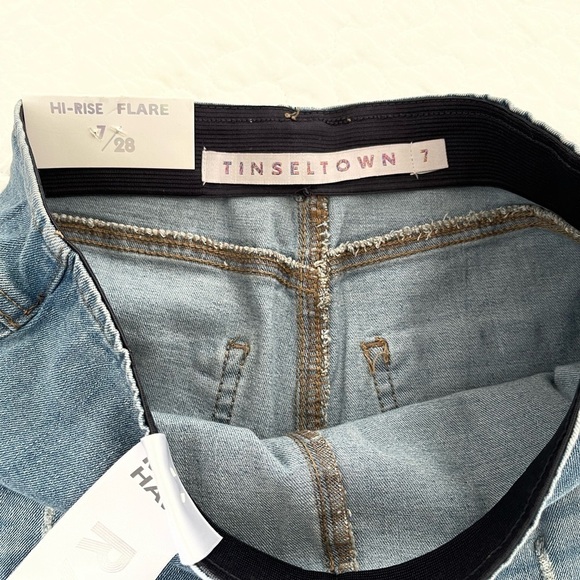 Tinseltown High Rise pull on raw hem flare jeans - Picture 6 of 10